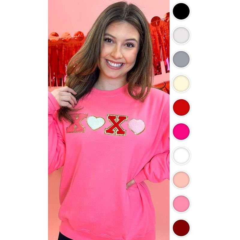 Ideal Chenille XOXO Heart Sweatshirt T-Shirts, Hoodie | TeeBloomCo.com