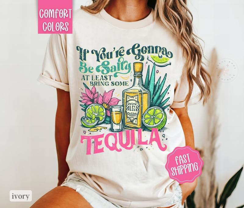 If You're Gonna Be Salty Shirt Comfort Colors, Tequila Tshirt, Funny Oversized Women's Beach Tee, Swimsuit Cover Hoodie,...