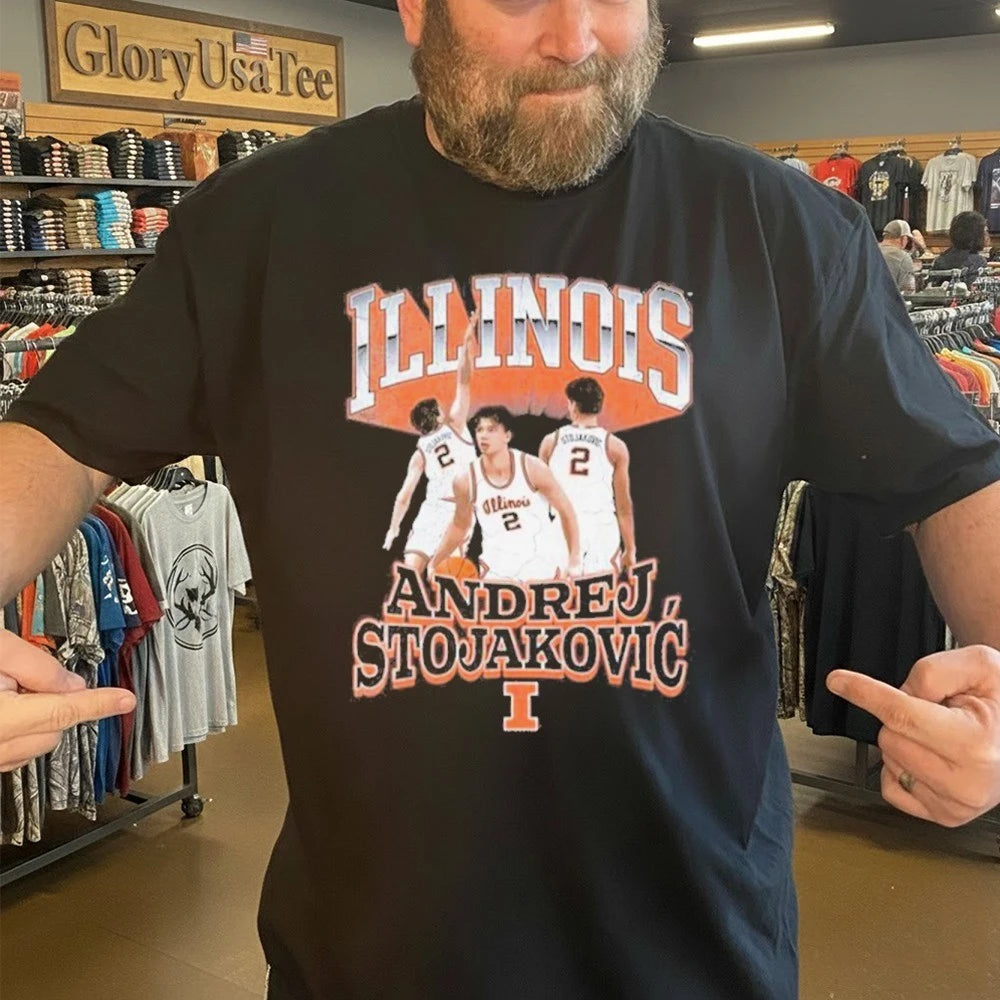 Illinois Basketball Andrej Stojakovic NIL T-Shirt