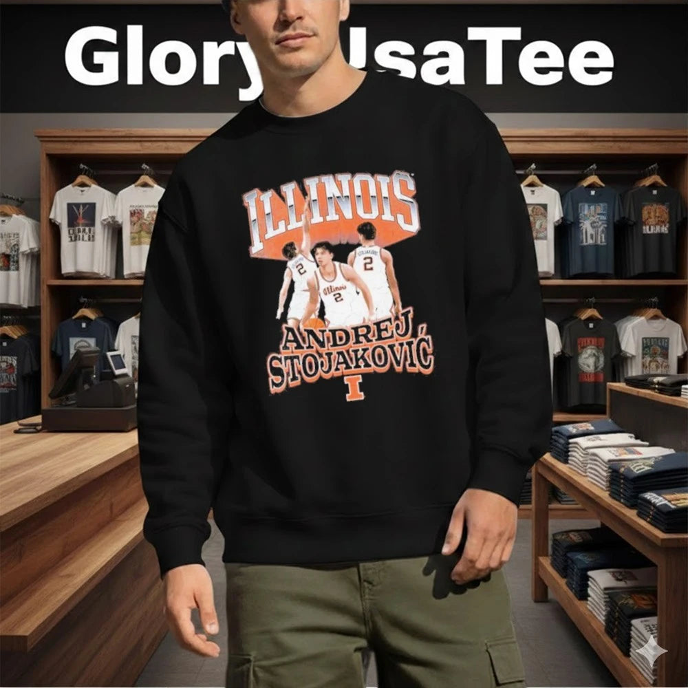 Illinois Basketball Andrej Stojakovic NIL T-Shirt