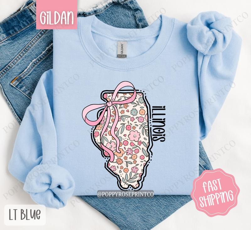 Illinois Floral Sweatshirt, Cute Illinois Sweatshirt, Illinois State Sweatshirt T-Shirts, Hoodie | TeeBloomCo.com