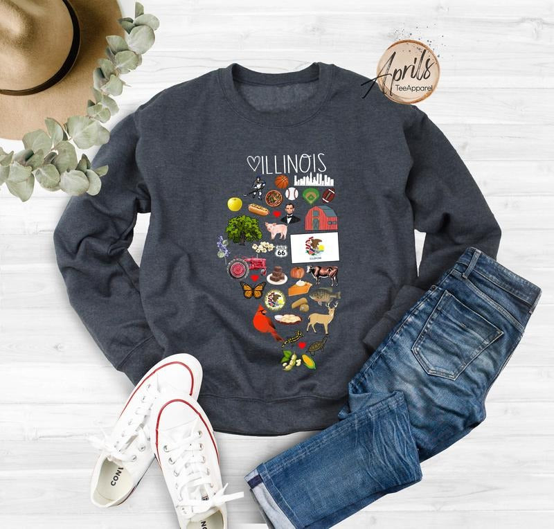 Illinois Sweatshirt, Illinois Hoodie, Gift For Women T-Shirts | TeeBloomCo.com