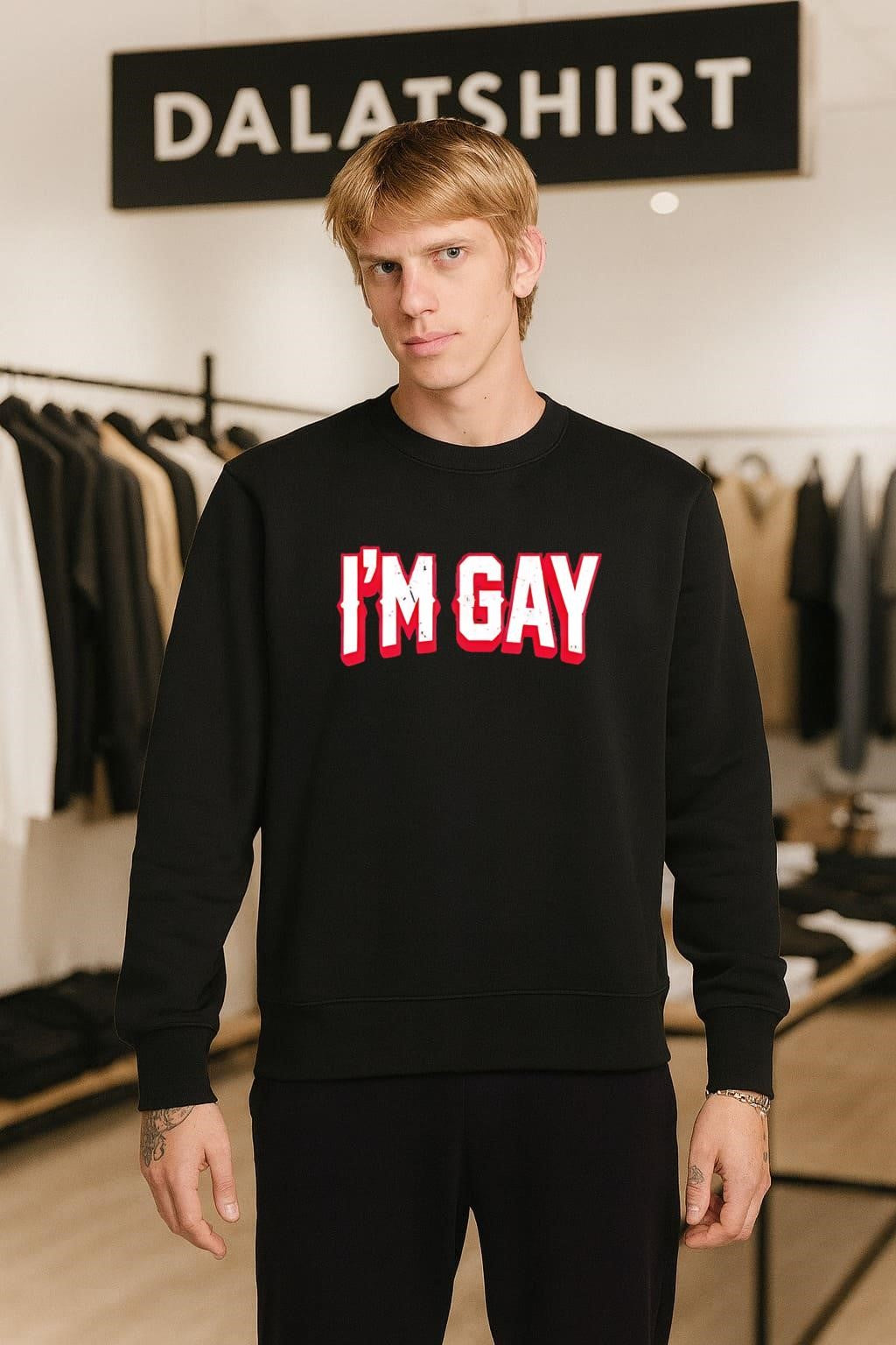 I’m Gay Bold White Block Letters Distressed Red Shadow shirt