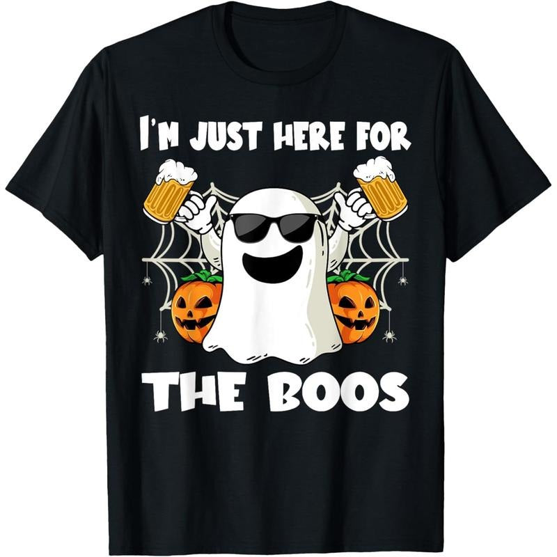 Im Just Here For The Boos Halloween Pumpkin Ghost Drink Beer T-Shirt made in us Hoodie, Sweatshirt | TeeBloomCo.com