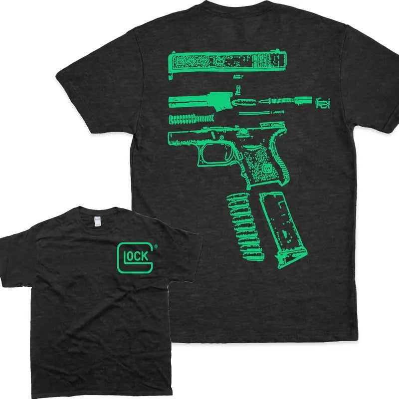 In Glock We Trust 2 Side Multi Color Green Graphic T-shirt - Unisex Style, 100% Cotton - Menswear, Tropical, T-Shirt...