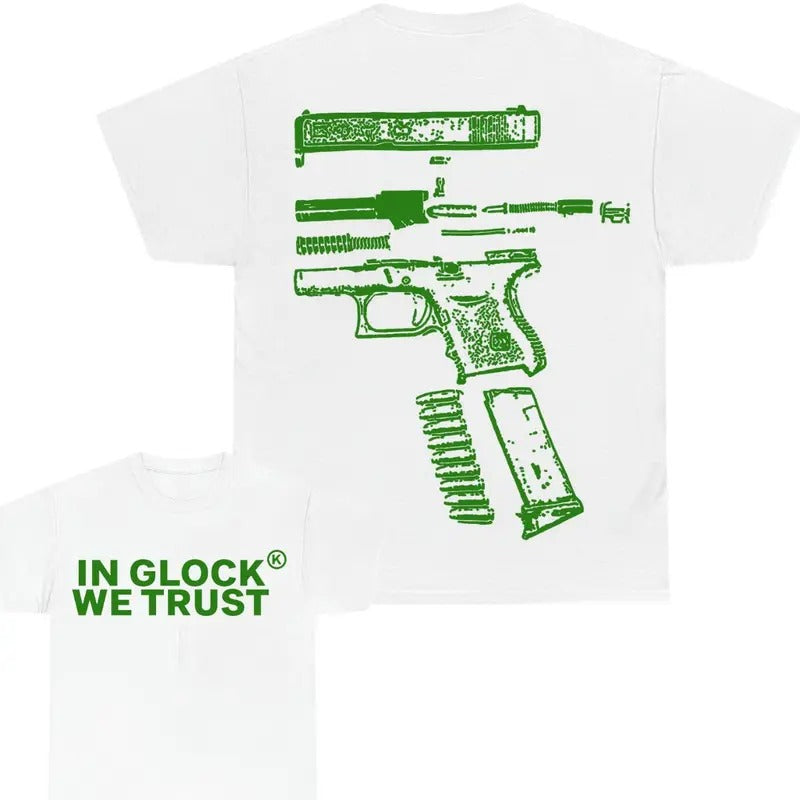 In Glock We Trust 2 sides T-shirt, Design Full Color, T-shirt For Men And Women,Full color, Unisex Top, Streetwear Cotton...