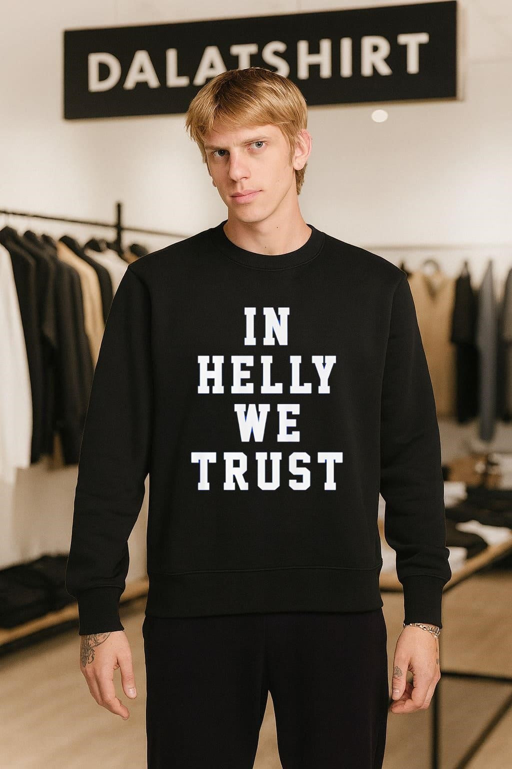 In Helly We Trust Block Lettering shirt