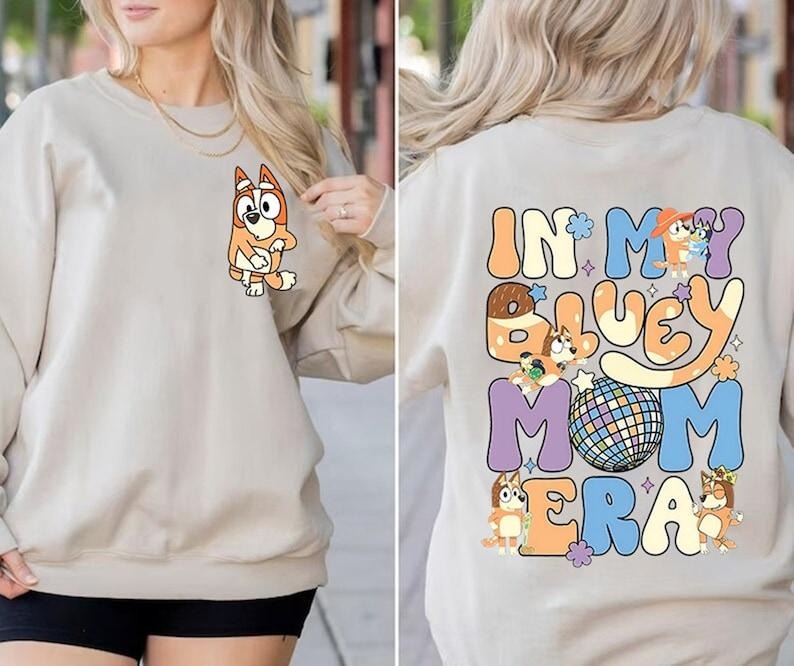 In My Bluey Mom Era 2 sided Shirt | Bluey Mom Chilli Heeler Shirt | Bluey Mom Shirt | Bluey Cool Mom Club Shirt | Bluey...