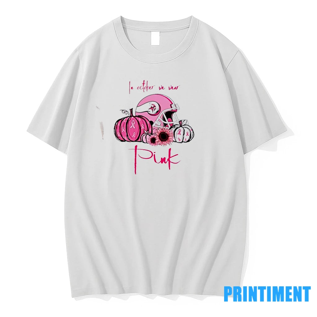 In October We Wear Pink Minnesota Vikings Football Helmet Tshirts Sweater