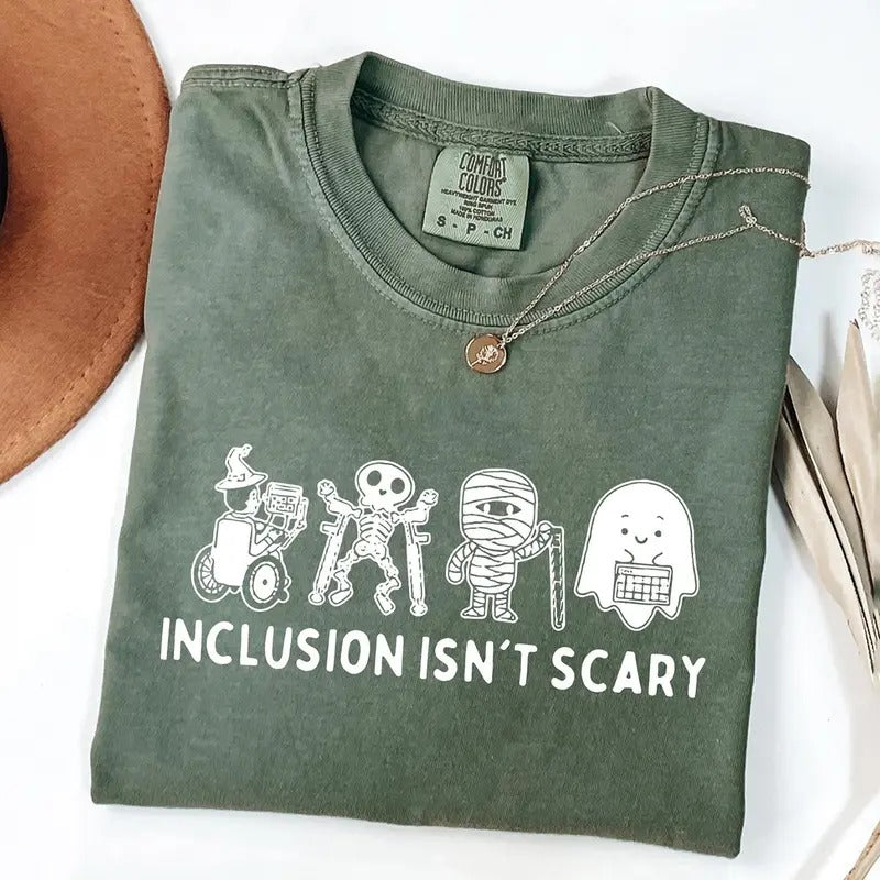Inclusion Isn't Scary Halloween Shirt, SLP Halloween Shirt, Halloween Sped Teacher Tee, Inclusion Awareness Shirt,...