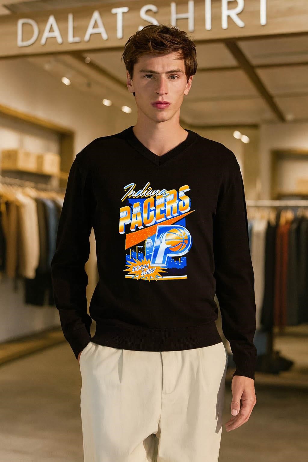 Indiana Pacers Basketball Boom Baby City Skyline Graphic shirt