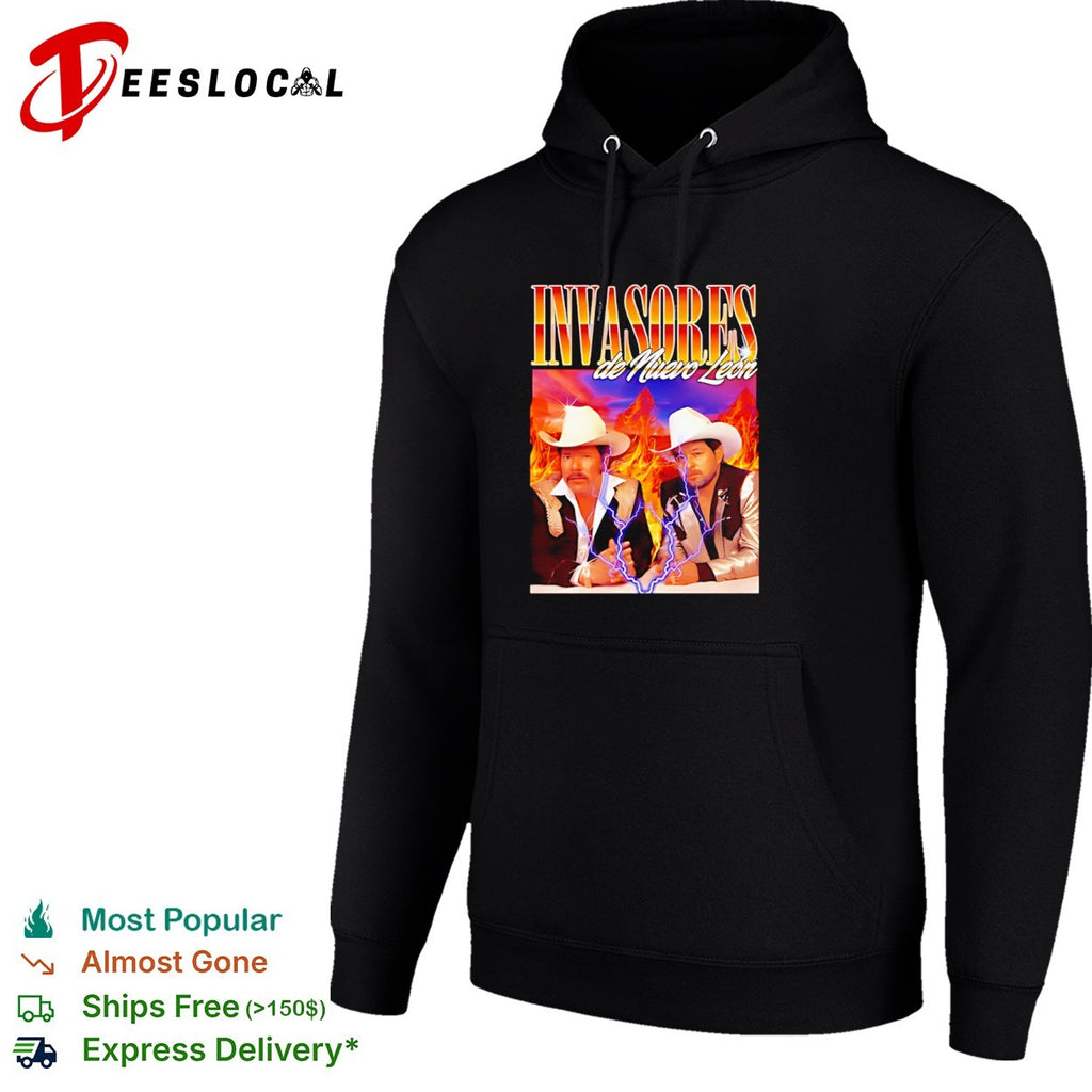 Invasores de Nuevo Leon Band Music Tribute Lightning Fire Shirt