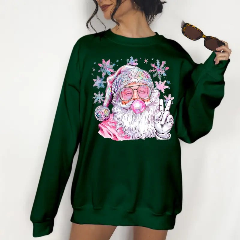Iridescent Santa - DTF Print Unisex Sweatshirt, Christmas Crewneck Sweatshirt T-Shirts, Hoodie | TeeBloomCo.com