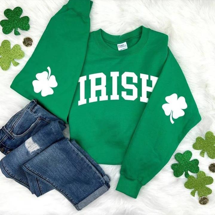 Irish Sweatshirt , St Patricks Day Sweatshirt, Irish Crewneck, St Patricks  DAy Shirt, Saint Patricks Day, Elbow Patch,...