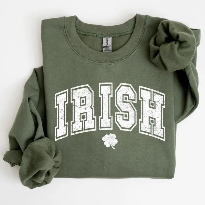 Irish, Retro Collegiate, St Patrick's Day Sweatshirt Pullover Tops Clothing Fit T-shirt Sweatshirt Hoodie | TeeBloomCo.com