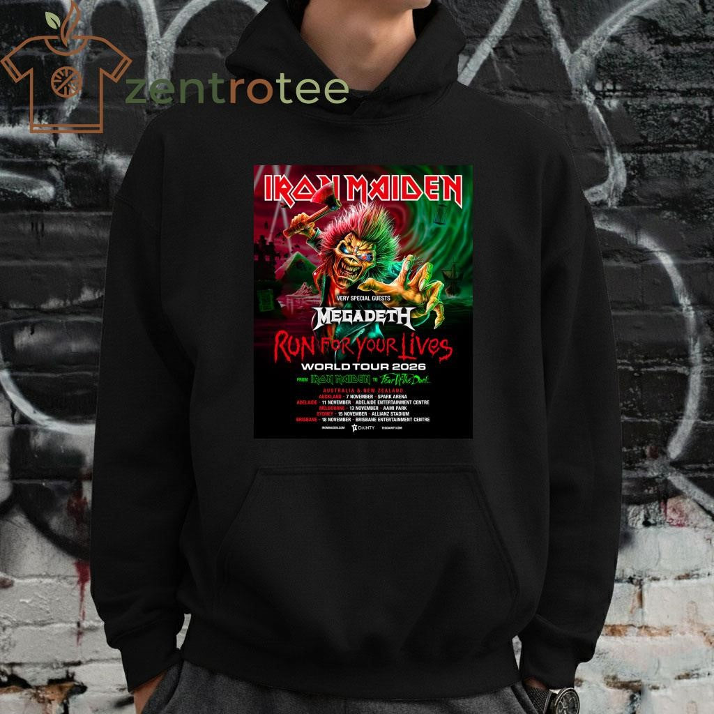 Iron Maiden Run For Your Lives World Tour 2026 Australia And New Zealand With Megadeth Schedule Dates shirt