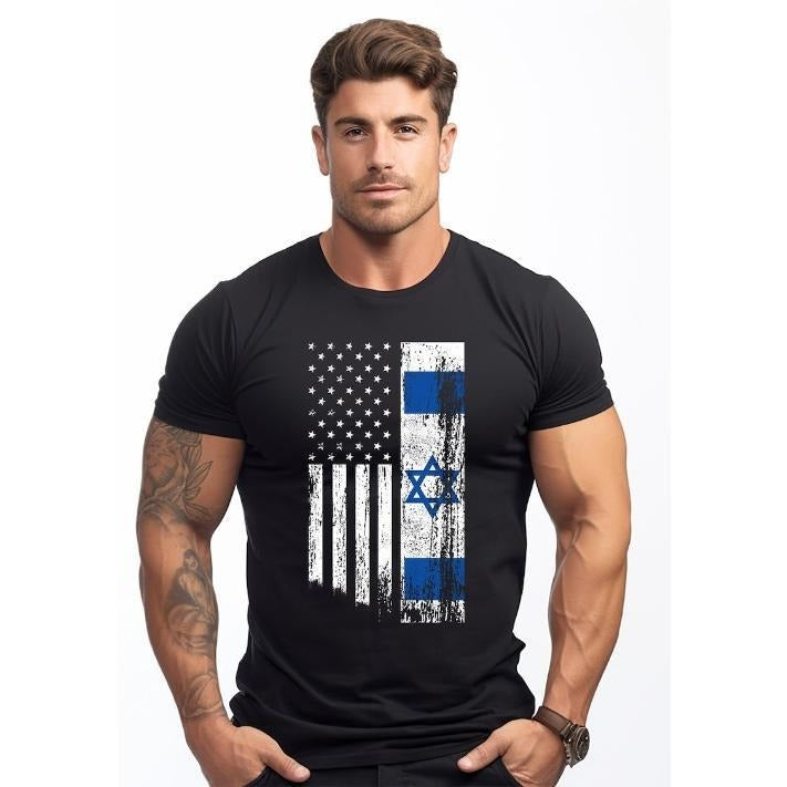 Israel USA Flag T-shirt IDF Flag Israel United States Hybrid Flag Patriotic Shirts made in usa Hoodie, Sweatshirt