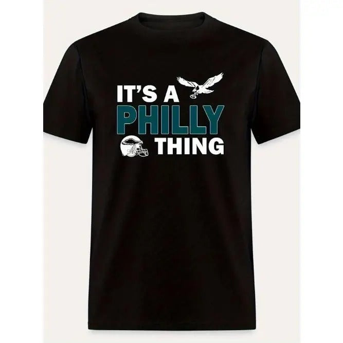 It's A Philly Thing Print Men's Comfy Cotton Short Sleeves Tee Shirt, Versatile Breathable Summer Top For Leisure &...