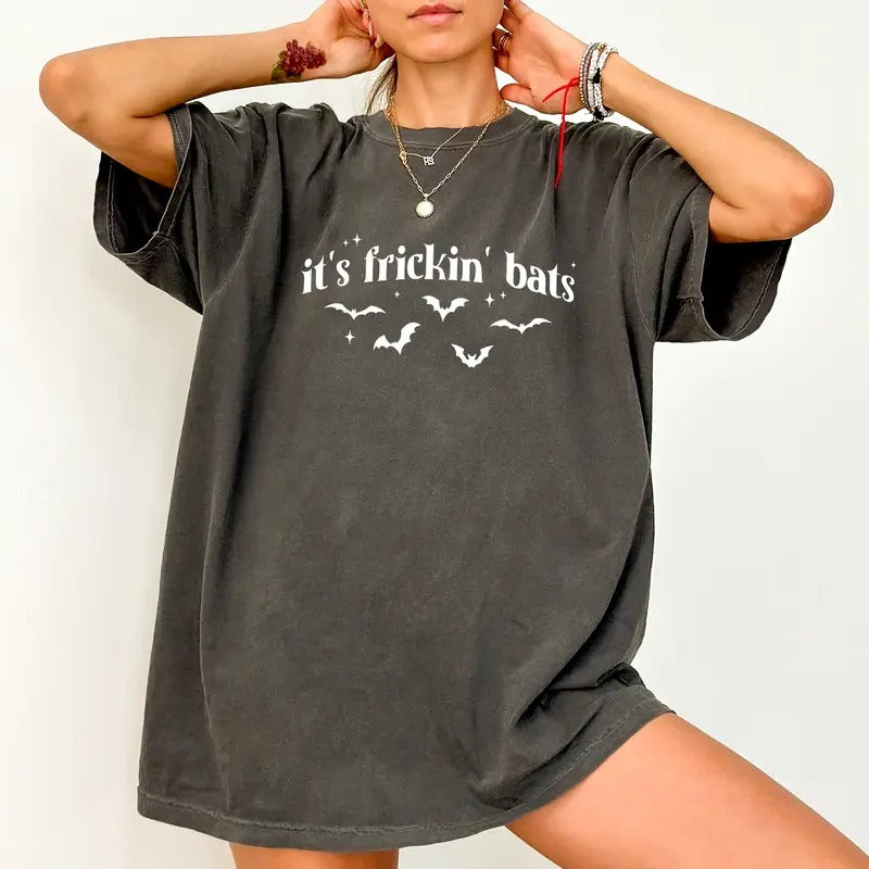 It's Frickin' Bats Halloween Puff Shirt Comfort Colors, Spooky Bat Unhinged Unisex T-Shirt, Halloween Gifts, Halloween...