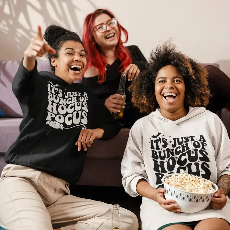 It's Just A Bunch Of Hocus Pocus Hocus Pocus Retro Wavy Sanderson Sisters Hocus Pocus Tshirt Halloween Hoodie, Sweatshirt