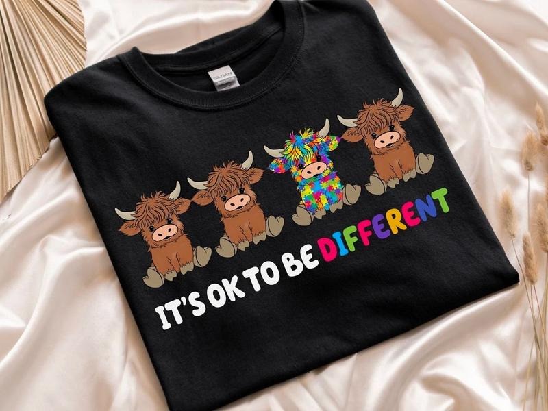 It's Ok To Be Different Shirt, Autism Awareness Sweatshirt, Different Cow T-Shirt, Motivational Shirt, Be Yourself...