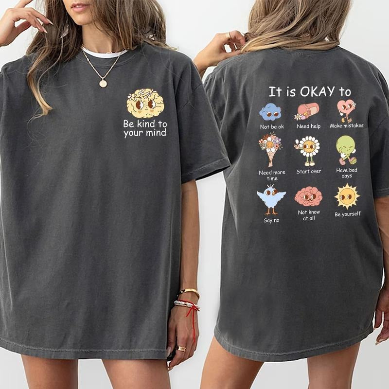 It's Okay Not To Be Okay Shirt, Cute Mental Health Vintage Tee, Inspirational Vintage Graphic Printed Tee, Motivational...