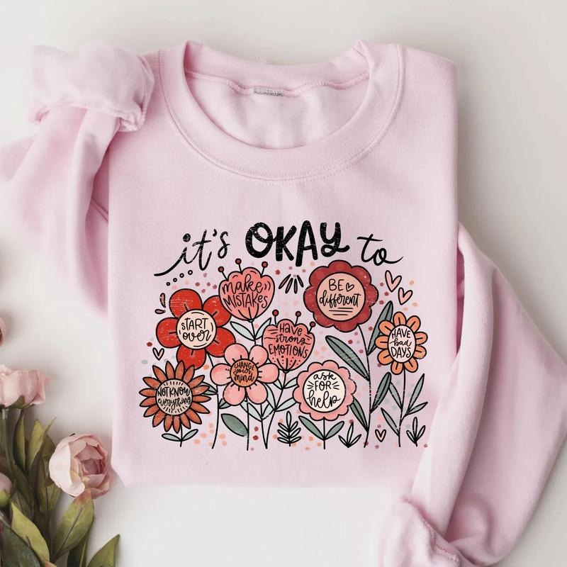 It's Okay To Boho Floral Shirt, Flowers Shirt, Kindness Shirt, Mental Health Shirt, Nurse Shirt Gift, Nurse Shirt, Gift...