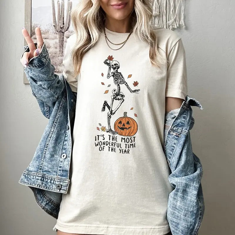 It's The Most Wonderful Time Of The Year Skeleton Shirt, Halloween Shirt, Halloween Party Shirts, Skeleton Fall...