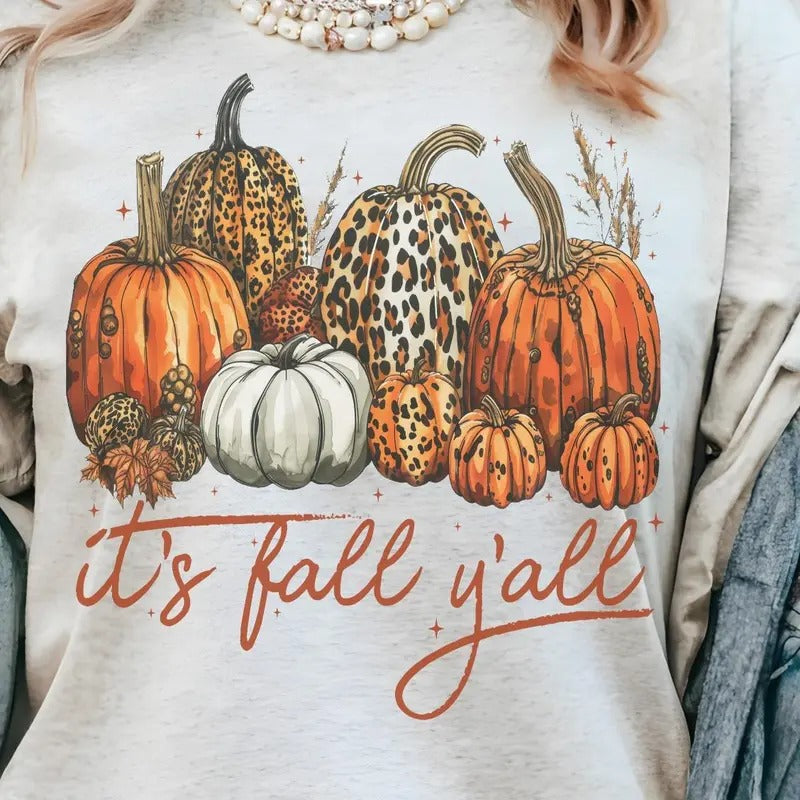 It's fall ya'll SHIRT  - Ash- Print is Sublimation- A57 Sweatshirt, Hoodie, Comfort Colors | TeeBloomCo.com