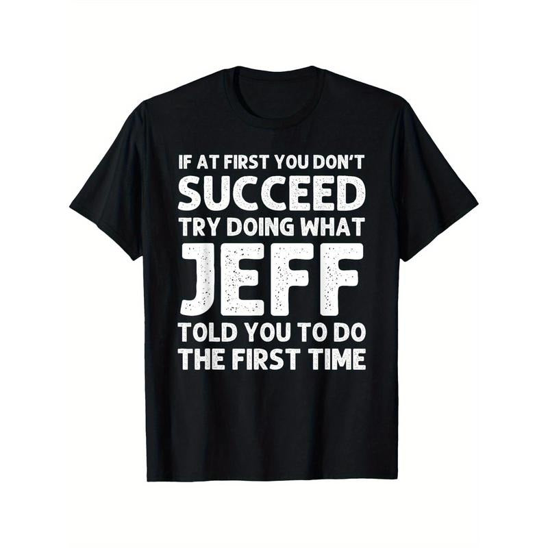 JEFF Gift Name Personalized Birthday Funny Christmas Joke T-Shirt Black casual short sleeve men's sport T-shirt 220g ...
