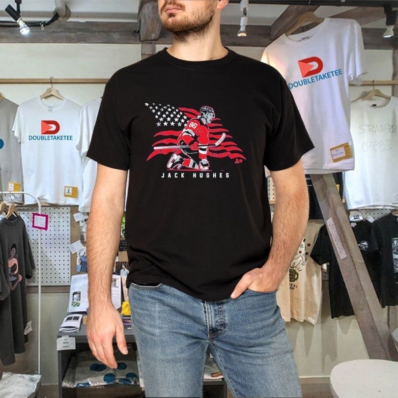 Jack Hughes Stars And Stripes Superstar Pose Olympic Shirts