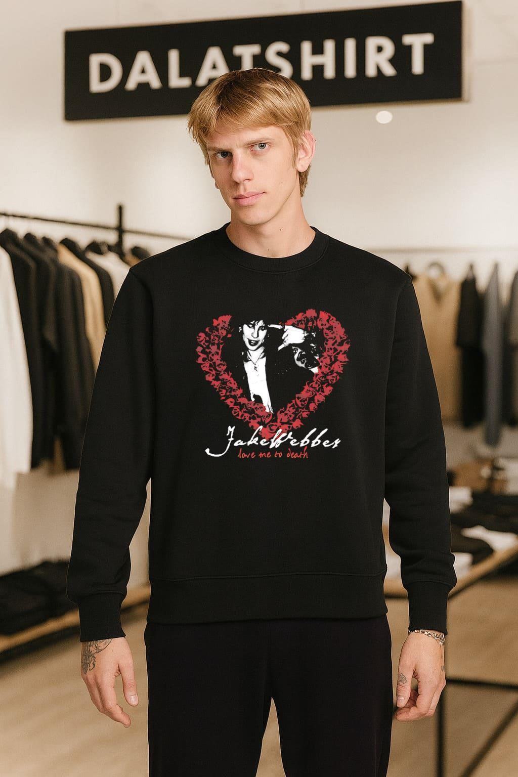 Jake Webber love me to death heart roses portrait shirt