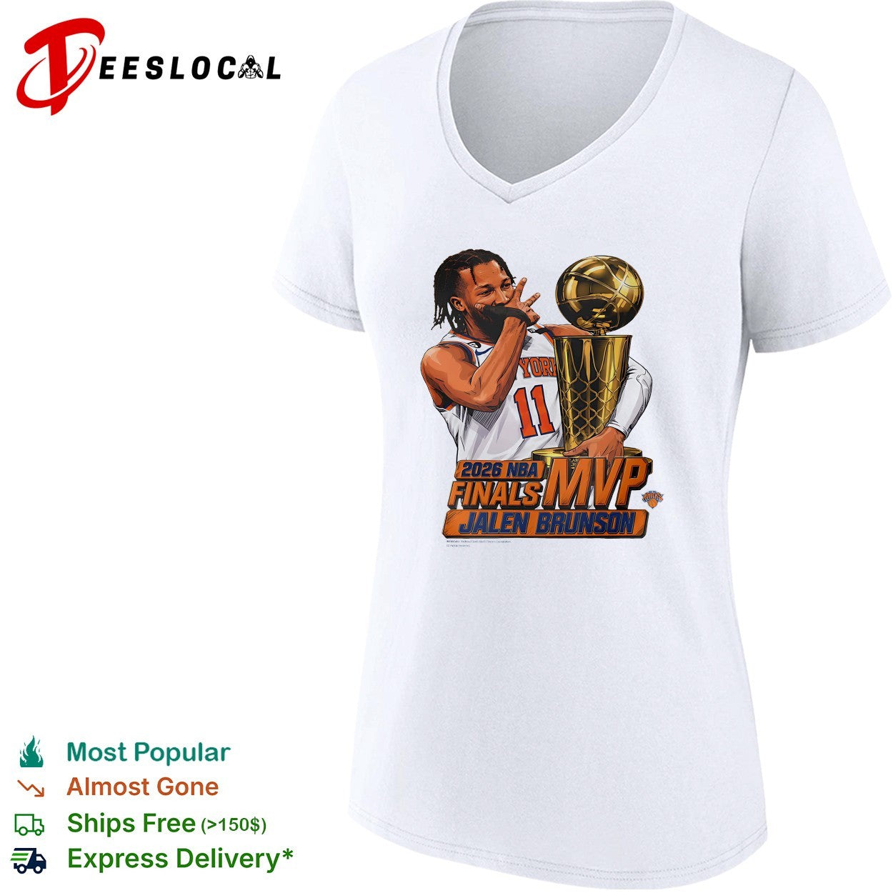 Jalen Brunson 11 2026 NBA Finals MVP kissing trophy celebration art shirt