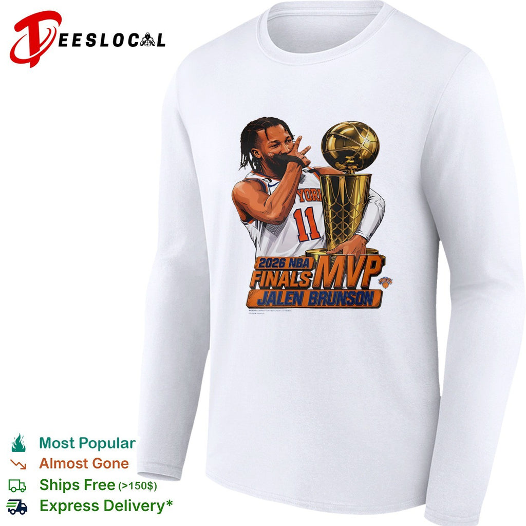 Jalen Brunson 11 2026 NBA Finals MVP kissing trophy celebration art shirt