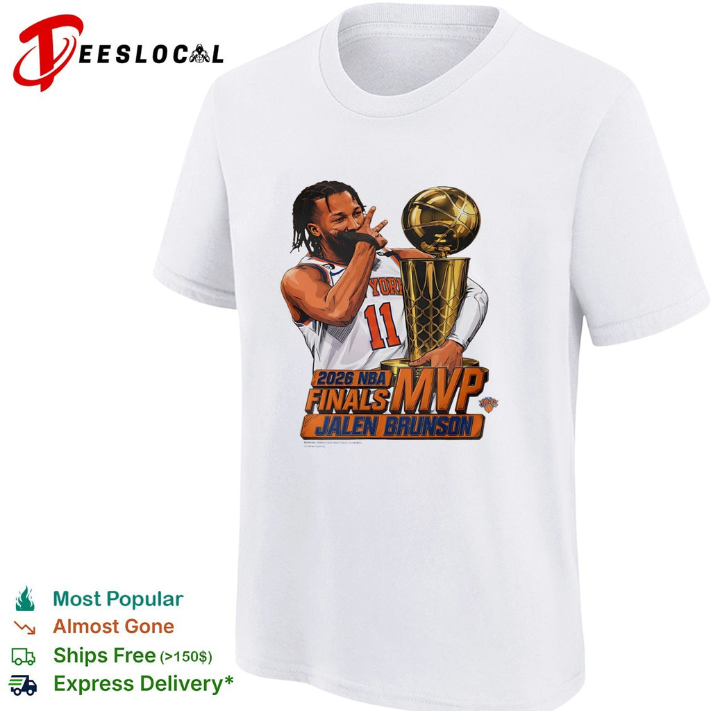 Jalen Brunson 11 2026 NBA Finals MVP kissing trophy celebration art shirt