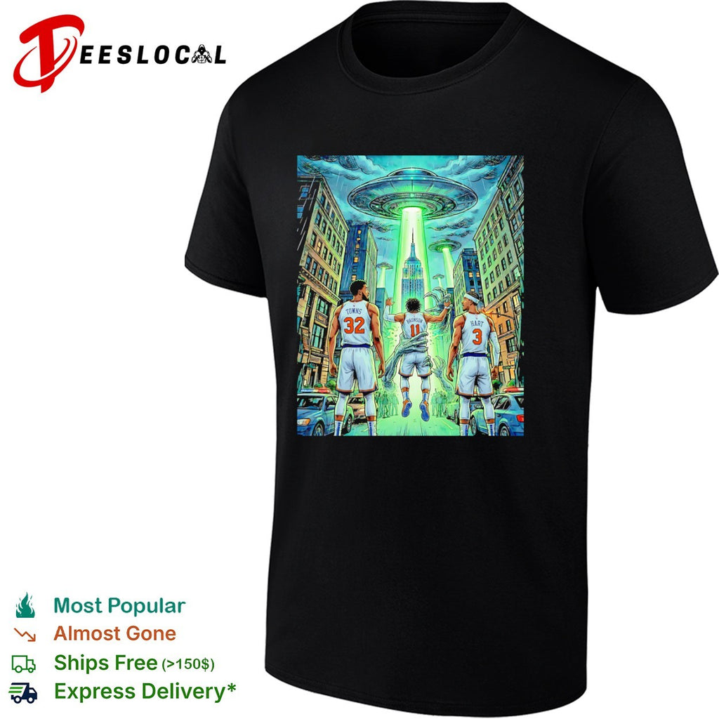 Jalen Brunson Karl Anthony Towns Josh Hart New York Knicks UFO Alien Abduction shirt