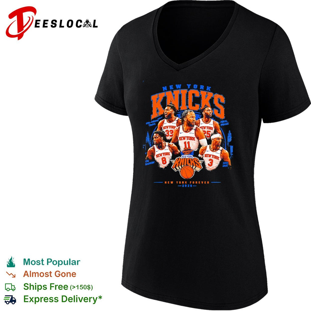 Jalen Brunson Karl-Anthony Towns Mikal Bridges OG Anunoby Josh Hart New York Knicks team shirt