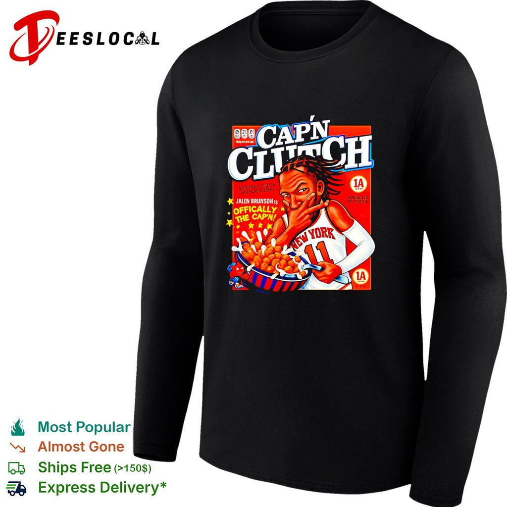 Jalen Brunson New York Knicks Cap’n Clutch cartoon shirt