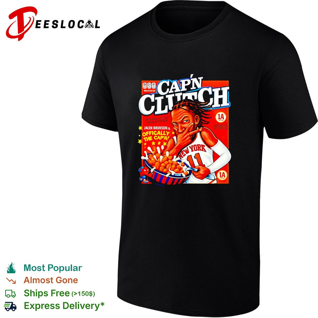 Jalen Brunson New York Knicks Cap’n Clutch cartoon shirt