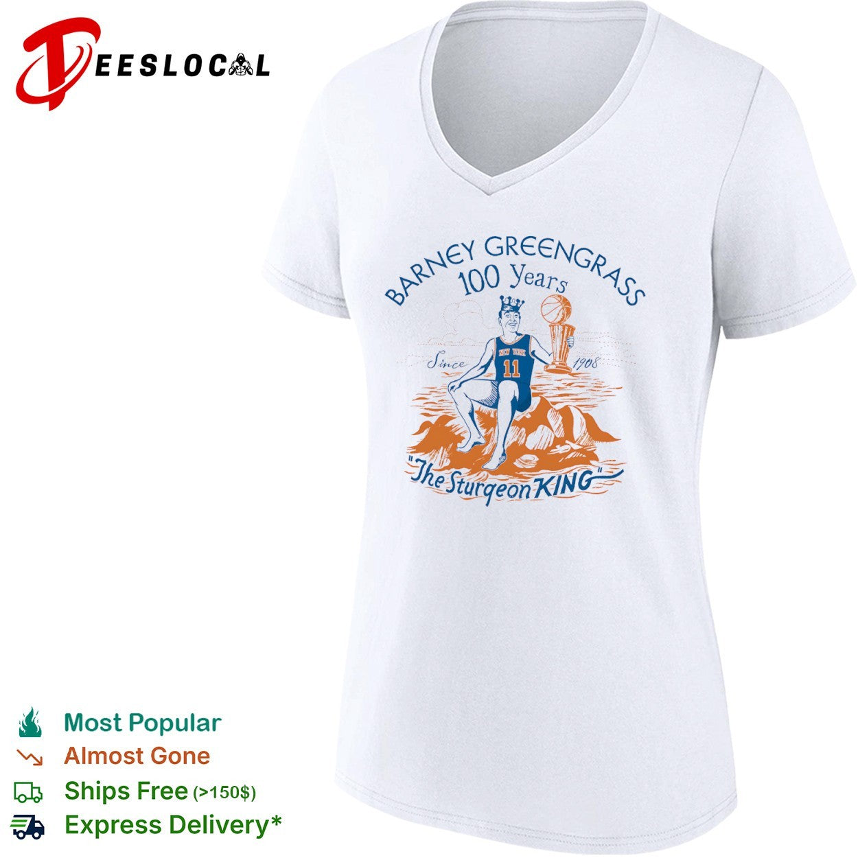 Jalen Brunson New York Knicks NBA Barney Greengrass 100 Years Since 1908 Sturgeon King shirt