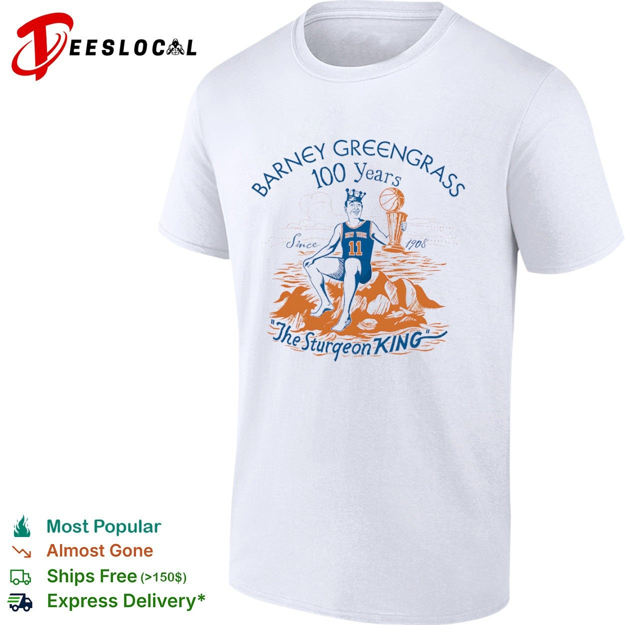 Jalen Brunson New York Knicks NBA Barney Greengrass 100 Years Since 1908 Sturgeon King shirt