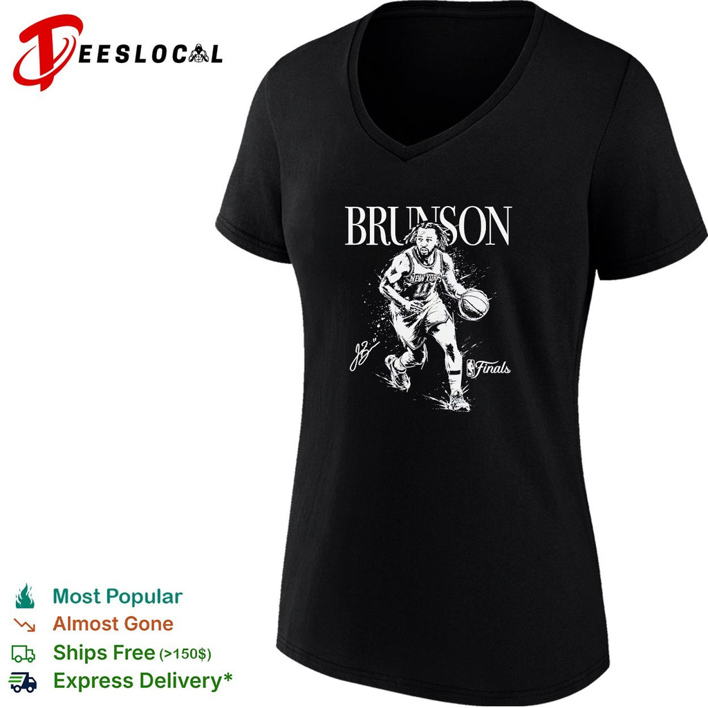 Jalen Brunson New York Knicks NBA Finals action portrait signature shirt