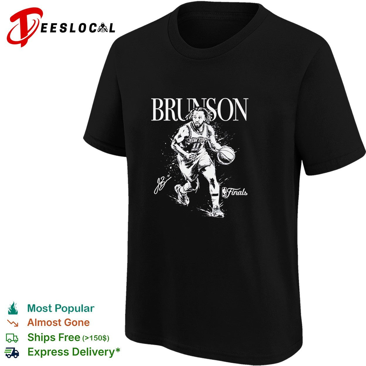 Jalen Brunson New York Knicks NBA Finals action portrait signature shirt
