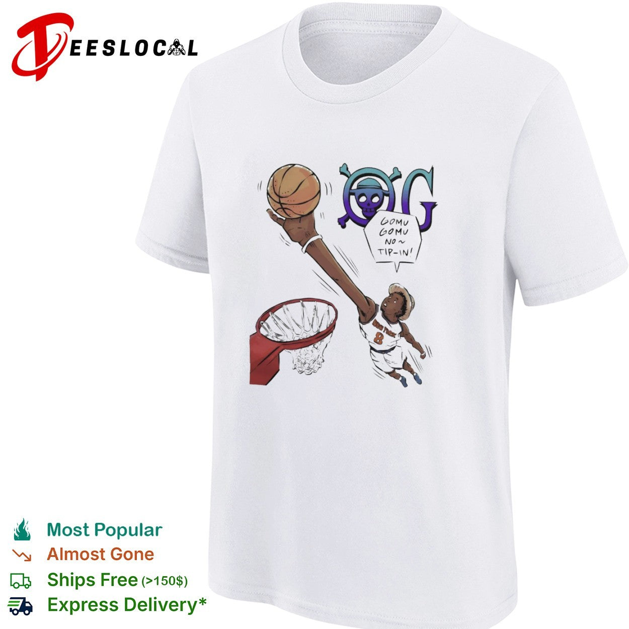 Jalen Brunson New York Knicks NBA One Piece Gomu Gomu no Tip In shirt
