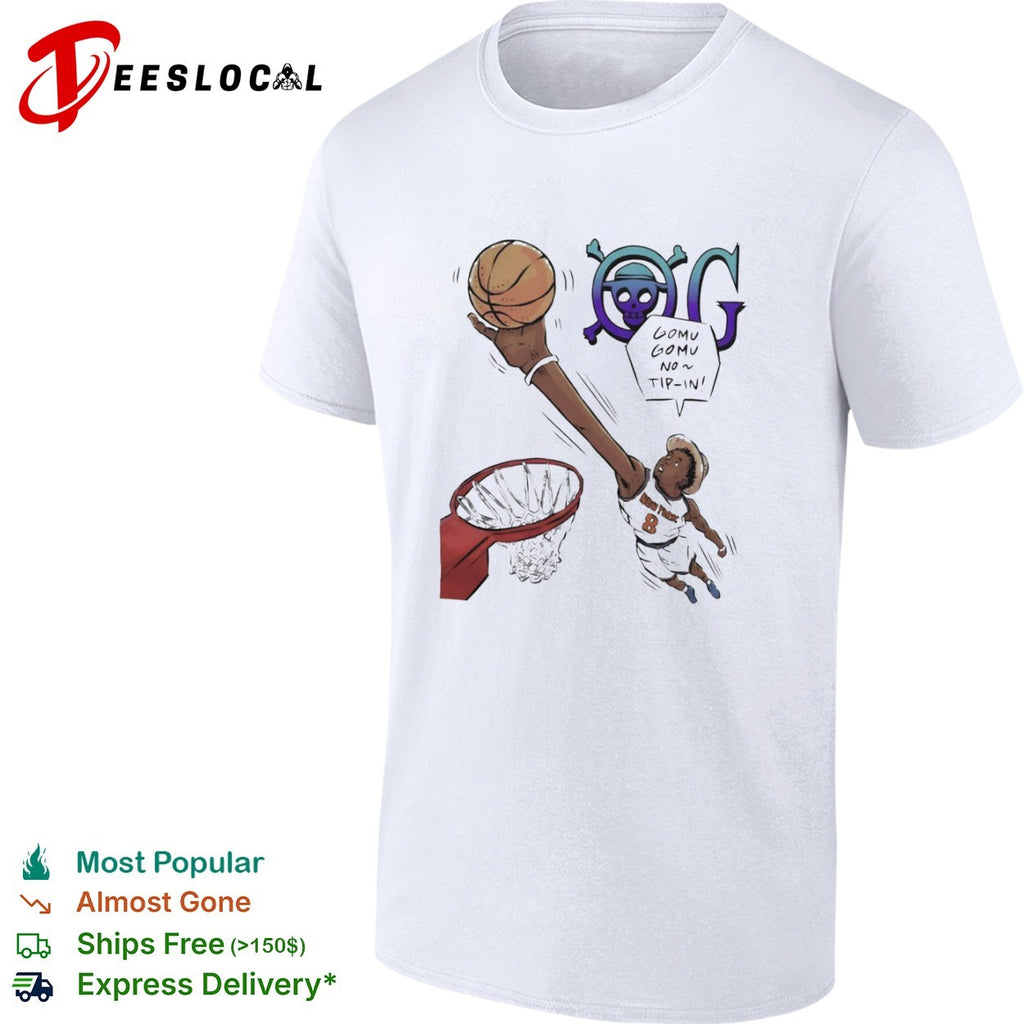 Jalen Brunson New York Knicks NBA One Piece Gomu Gomu no Tip In shirt