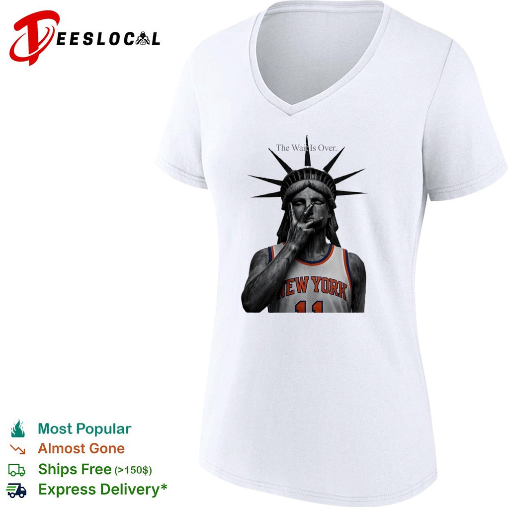 Jalen Brunson New York Knicks NBA The Wait Is Over Statue of Liberty parody shirt