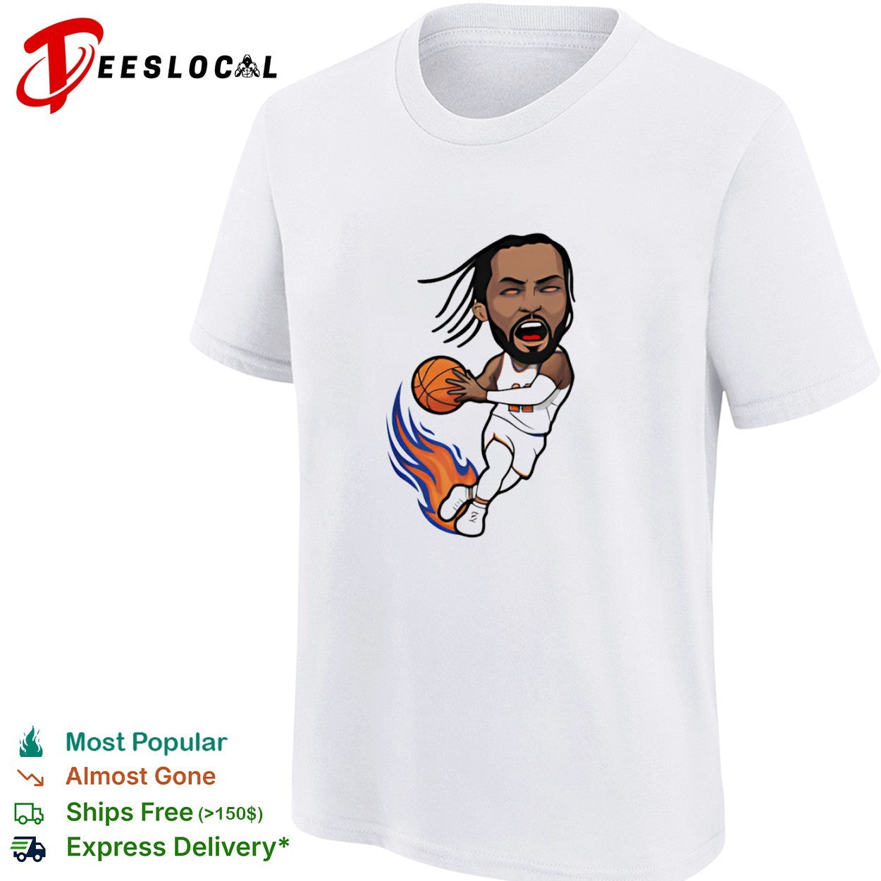 Jalen Brunson New York Knicks NBA caricature fire ball shirt
