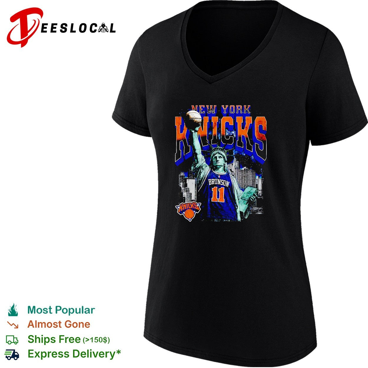 Jalen Brunson New York Knicks Statue of Liberty number 11 skyline shirt