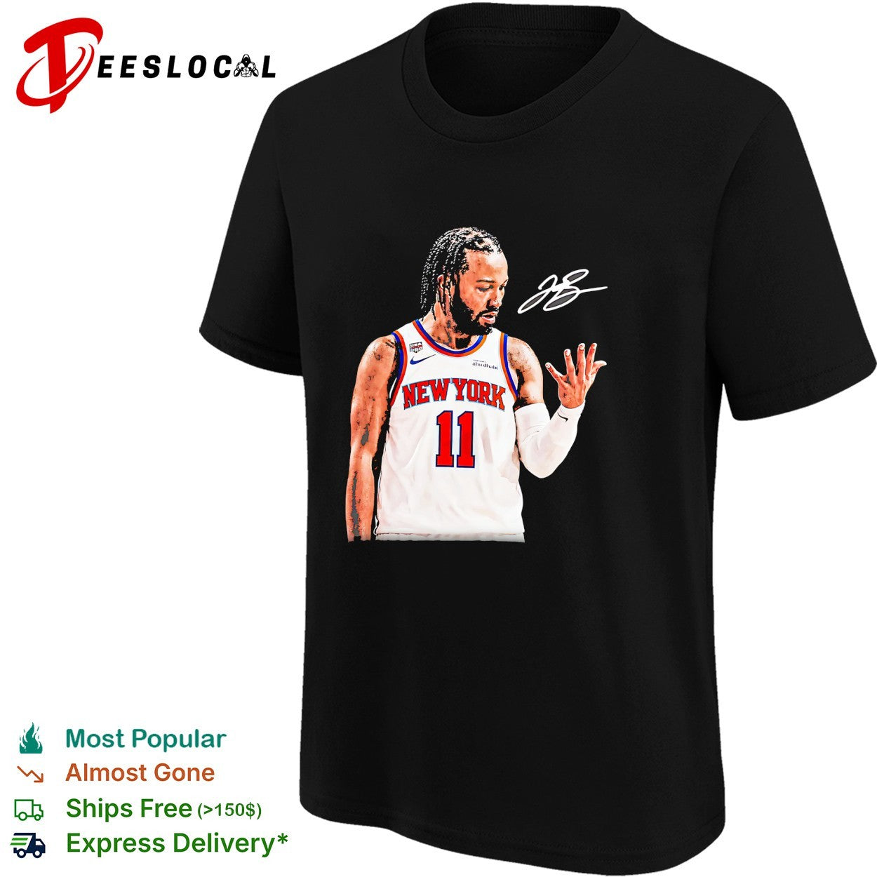 Jalen Brunson New York Knicks number 11 autograph photo signature shirt