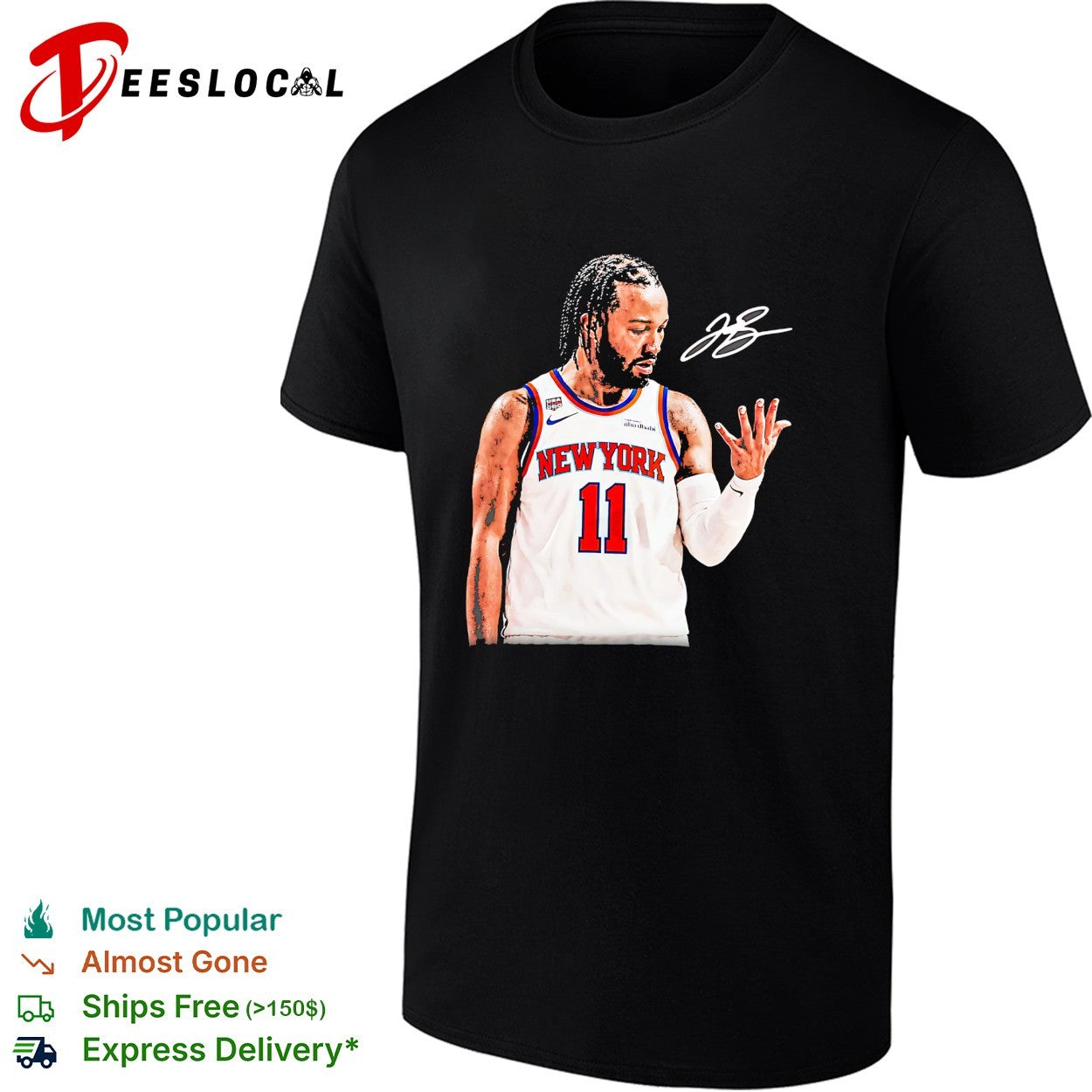 Jalen Brunson New York Knicks number 11 autograph photo signature shirt